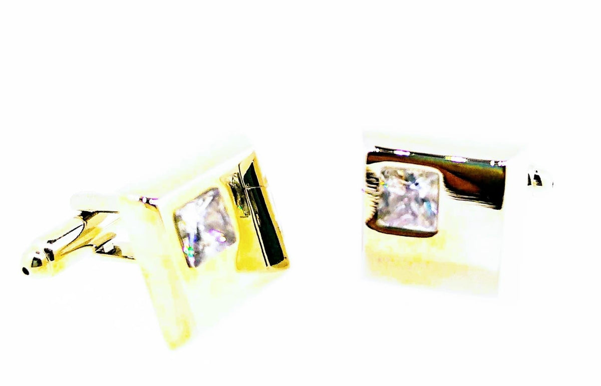 Gemelos para Camisa Cristal Gris Cuadrado 14x14mm