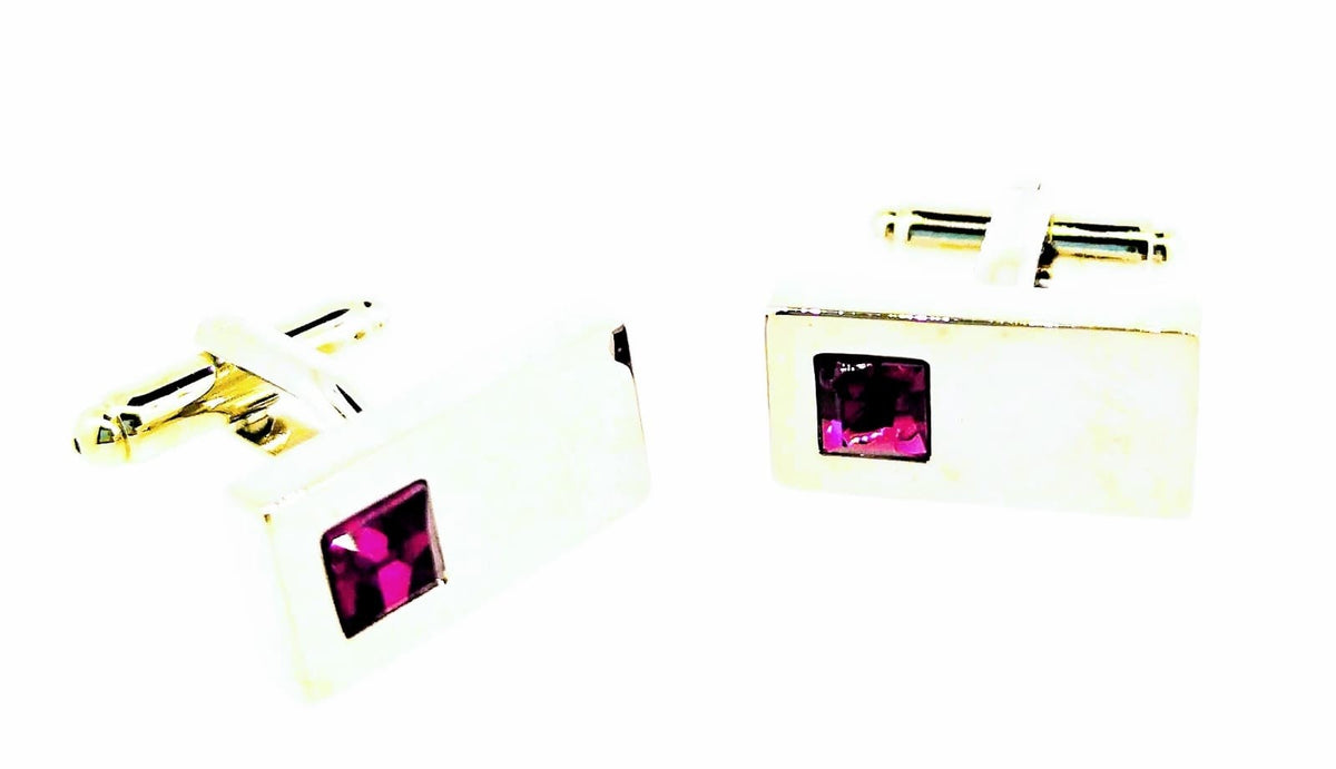 Gemelos para Camisa Cristal Morado Rectangular 20x10mm