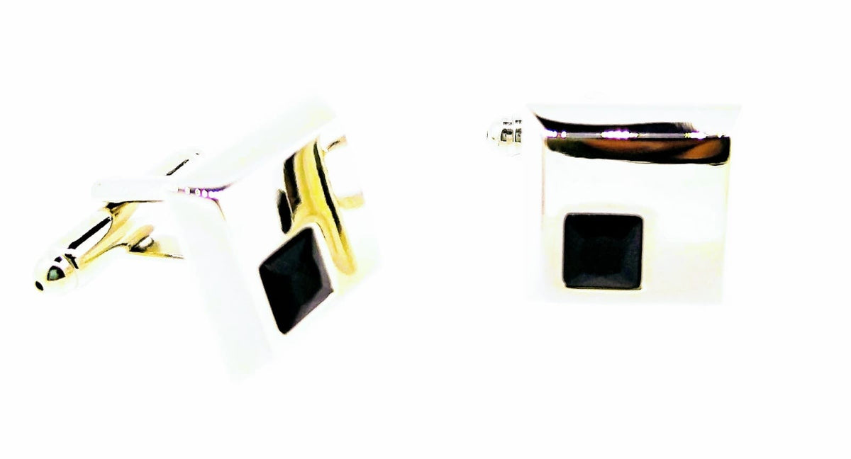 Gemelos para Camisa Cristal Negro Cuadrado 14x14mm