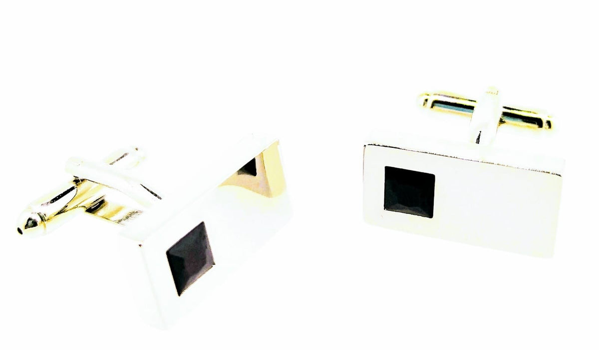 Gemelos para Camisa Cristal Negro Rectangular 20x10mm