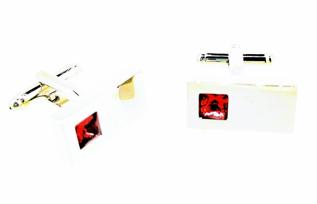 Gemelos para Camisa Cristal Rojo Rectangular 20x10mm