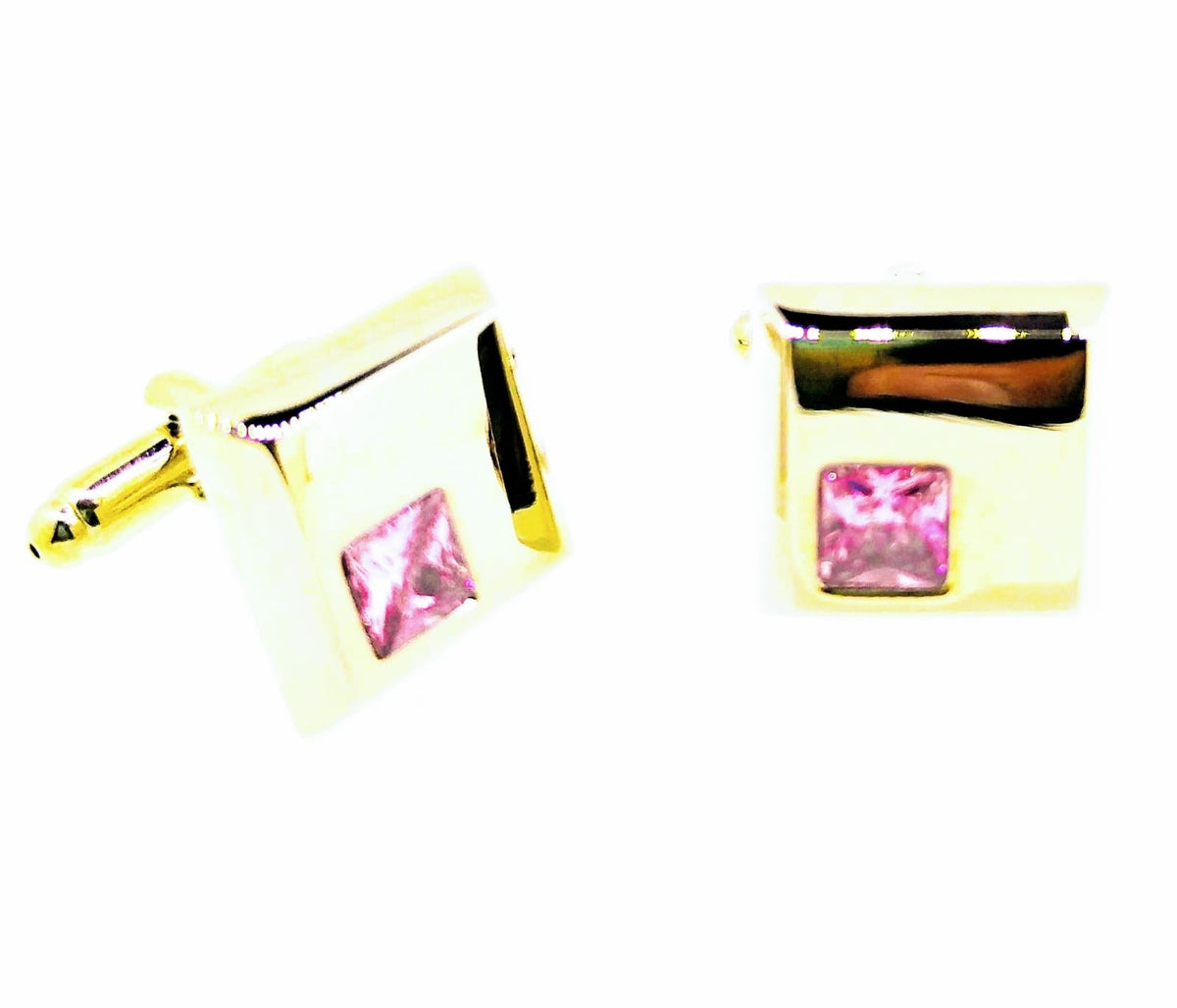Gemelos para Camisa Cristal Rosa Claro Cuadrado 14x14mm