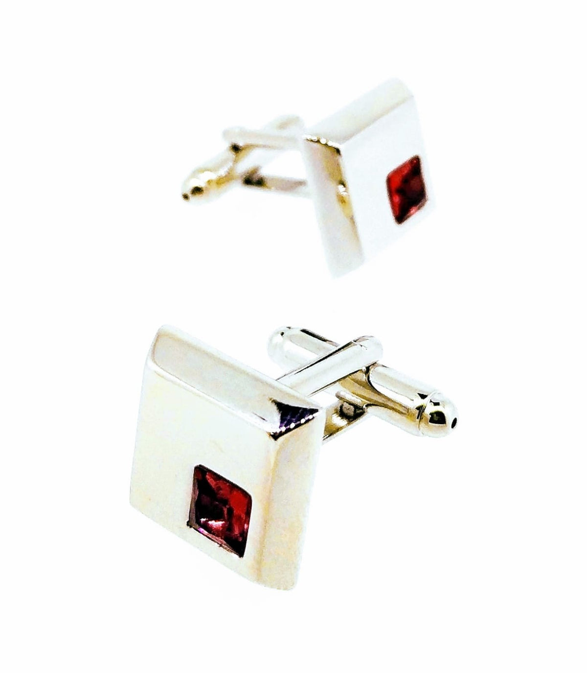 Gemelos para Camisa Cristal Rosa Cuadrado 14x14mm