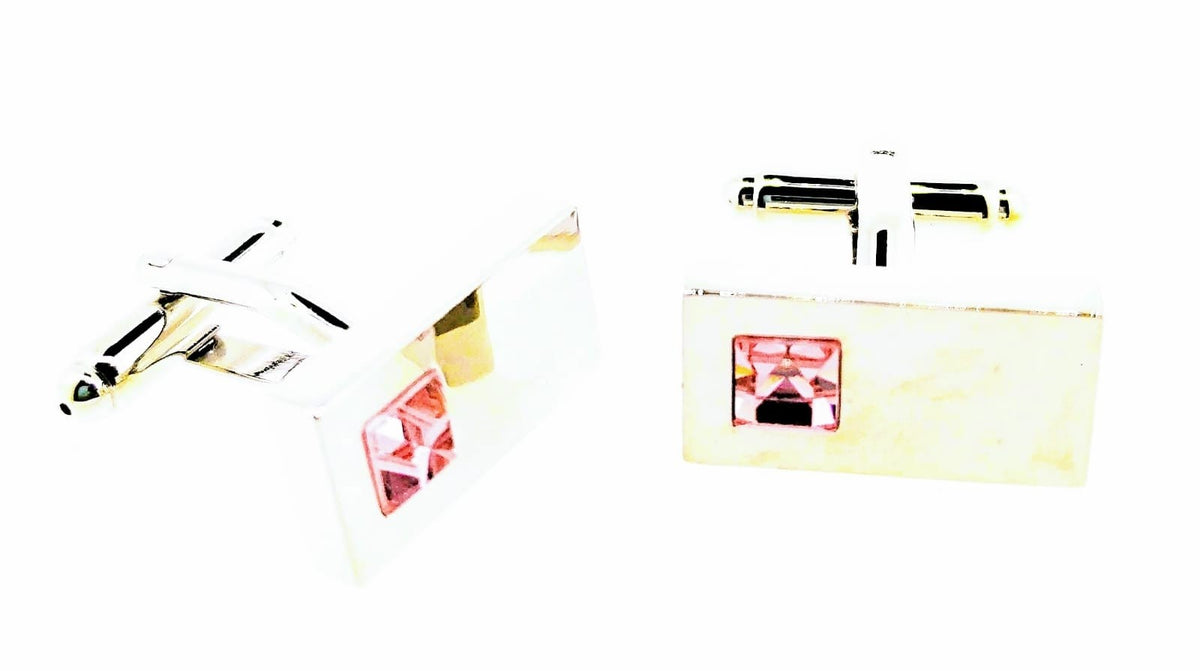 Gemelos para Camisa Cristal Rosa Claro Rectangular 20x10mm