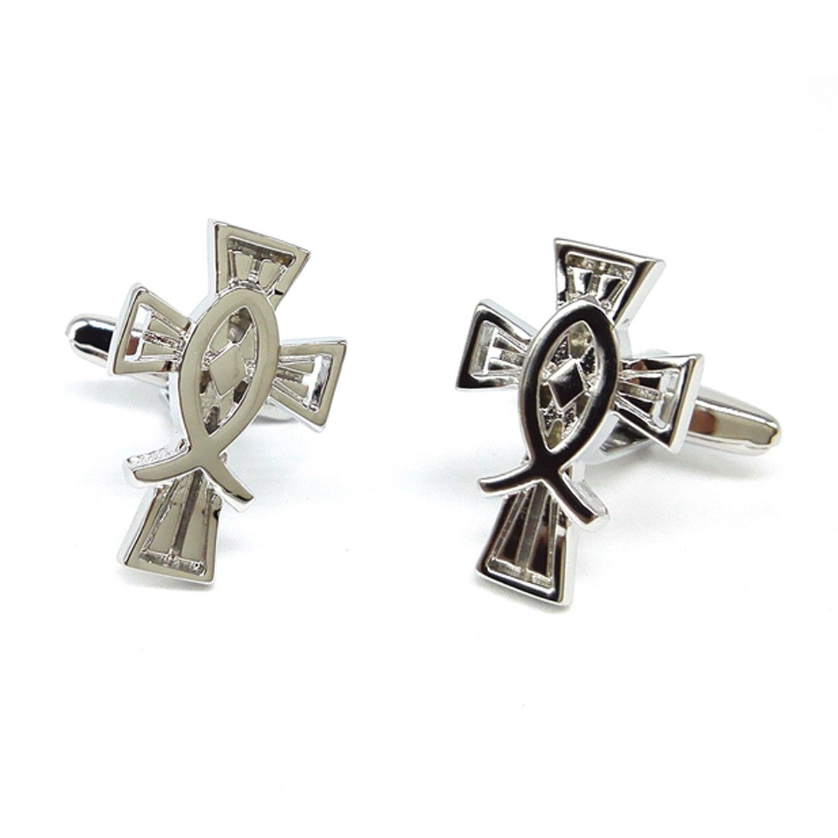 Gemelos para camisa CRUZ Cristiana con Pez