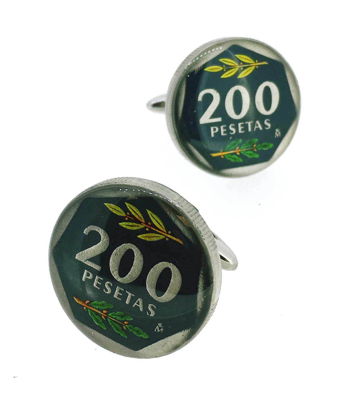 Gemelos para camisa de moneda española 200 pesetas Años 80