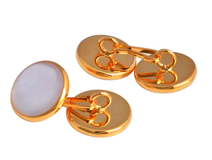 Gemelos para camisa Elegant White Nacar Golden Chain