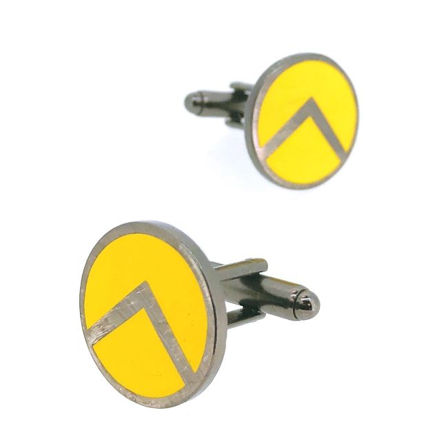 Gemelos para Camisa Escudo Hoplita Lambda Acero Negro y Amarillo