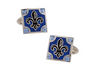 Gemelos para camisa Flor de Lys Cristal Azul
