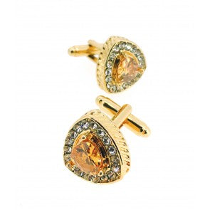Gemelos para Camisa Golden Stone White Crystal