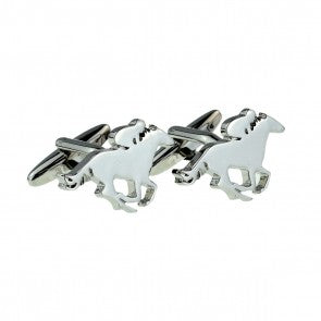 Gemelos para camisa Jockey sobre caballo Plateado