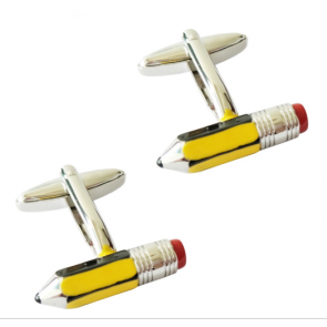 Gemelos para camisa Lapicero negro y Amarillo 3D Esmaltado