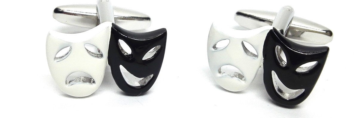 Gemelos para camisa Máscaras de Opera Blanca y Negra