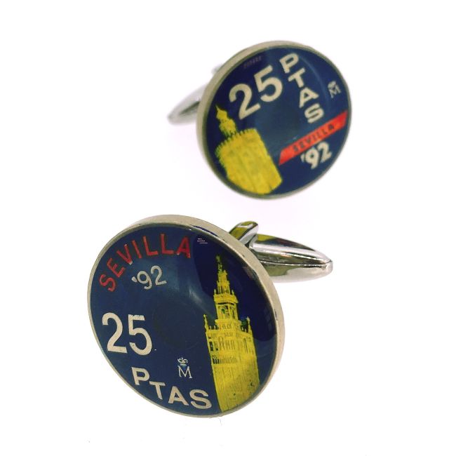 Gemelos para Camisa Moneda de 25 Pesetas Homenaje a Sevilla