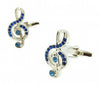 Gemelos para Camisa Nota Musical Clave de Sol con Piedras Azules