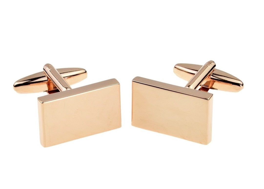 Gemelos para Camisa para grabar de Acero Rectangular Baño Oro Rosé