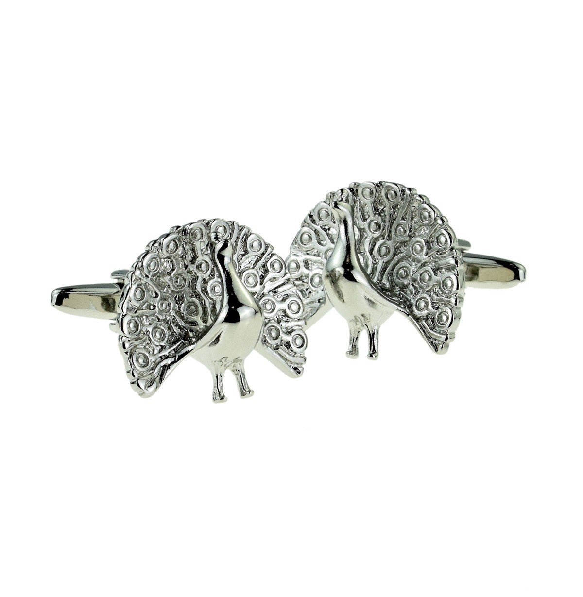 Gemelos para camisa Pavo Real Plateado