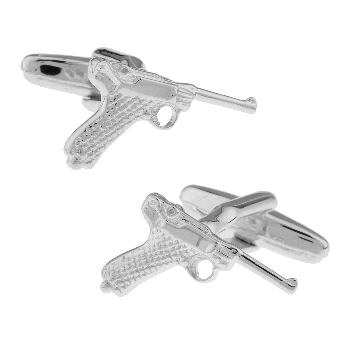 Gemelos para Camisa Pistola Luger Plateado