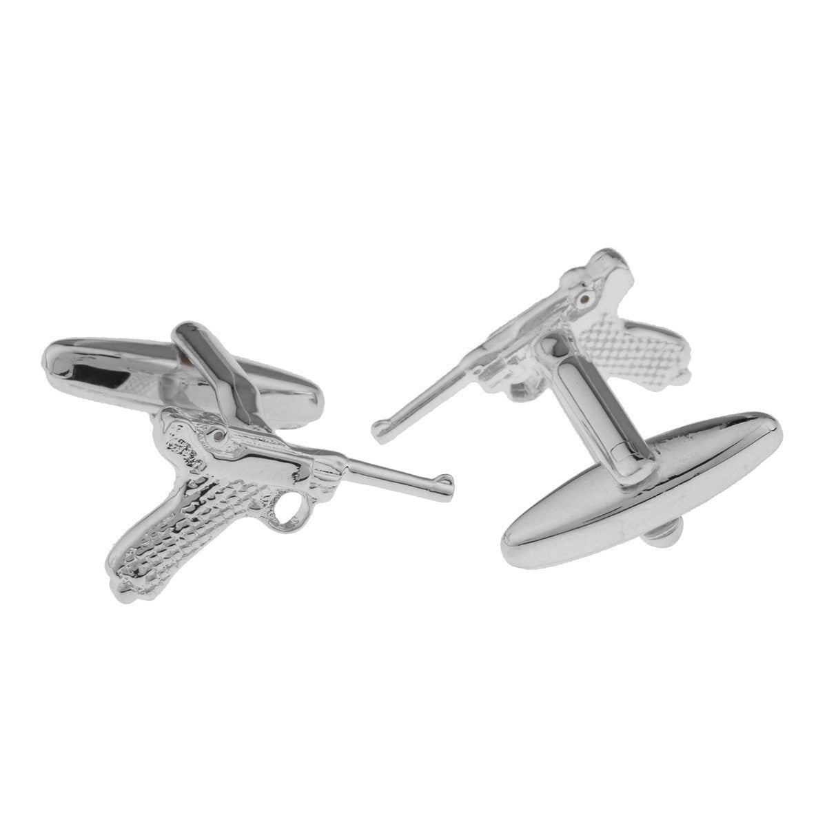 Gemelos para Camisa Pistola Luger Plateado