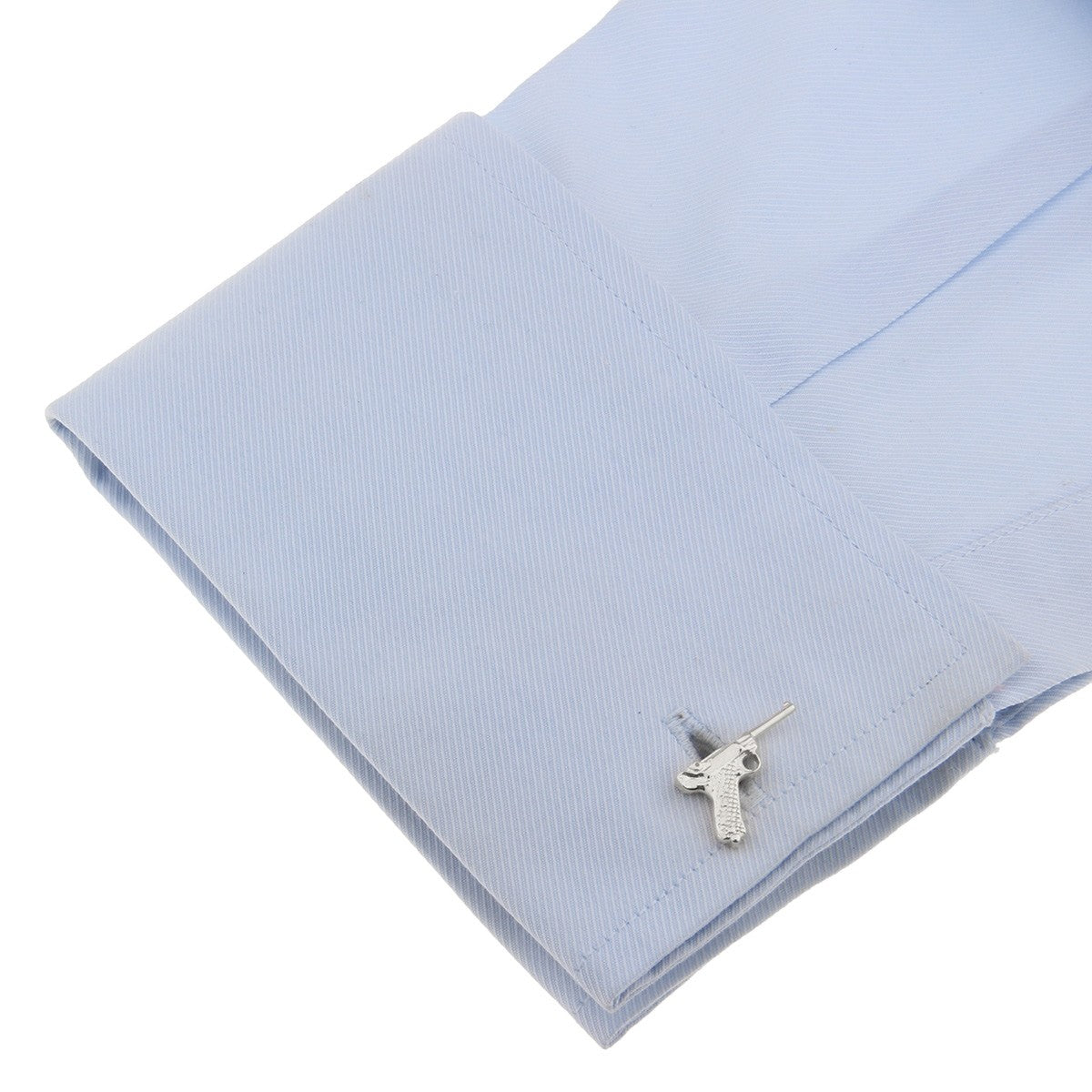 Gemelos para Camisa Pistola Luger Plateado