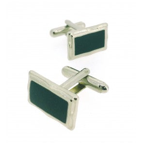 Gemelos para Camisa Rectangular Plateado y Negro
