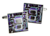 Gemelos para camisa Rectangulares Círculos Retro