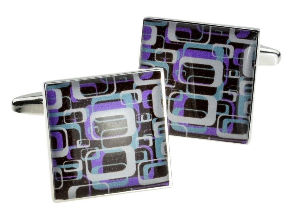 Gemelos para camisa Rectangulares Círculos Retro