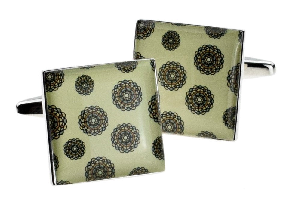 Gemelos para camisa Rectangulares Flores Retro