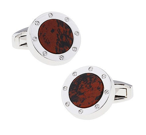 Gemelos para Camisa Redondo Efecto Madera