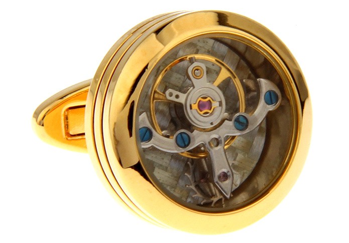 Gemelos Reloj Tourbillon Acero Dorado