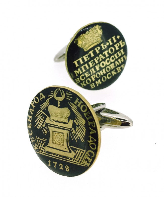 Gemelos para Camisa Replica Medalla de Pedro II de Rusia del año 1728