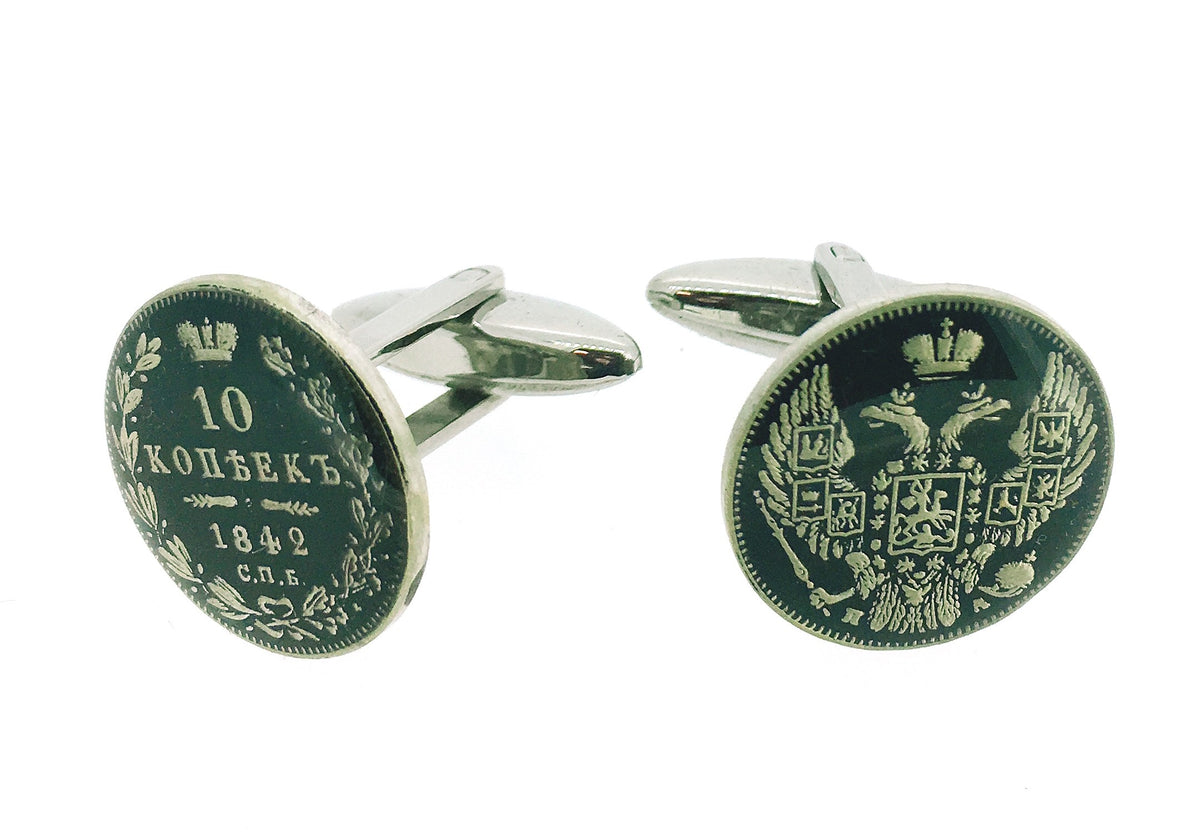Gemelos para Camisa Replica Moneda 10 Kopeks 1842 Imperio Ruso
