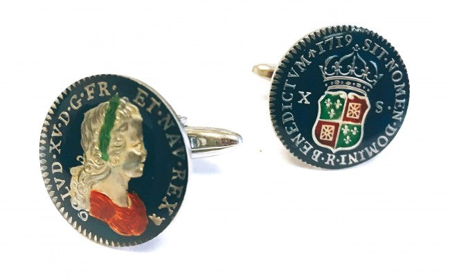 Gemelos para Camisa Replica Moneda 10 Sol Francia Louis XV Año 1719