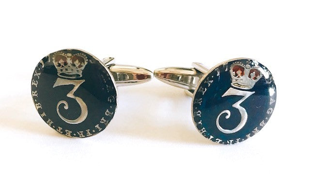 Gemelos para Camisa Replica Moneda 3 Peniques UK Jorge II Año 1737