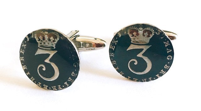 Gemelos para Camisa Replica Moneda 3 Peniques UK Jorge II Año 1737