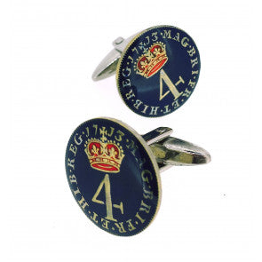 Gemelos para Camisa Replica Moneda 4 Peniques UK Jorge II Año 1740