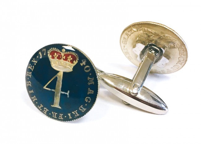 Gemelos para Camisa Replica Moneda 4 Peniques UK Jorge II Año 1740