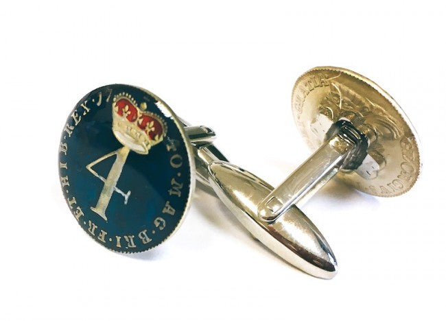 Gemelos para Camisa Replica Moneda 4 Peniques UK Jorge II Año 1740