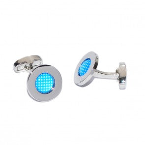 Gemelos para Camisa Rounded Azul con Topos Blancos