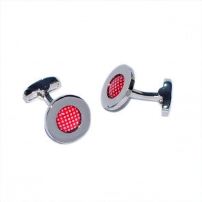 Gemelos para Camisa Rounded Rojo con Topos Blancos