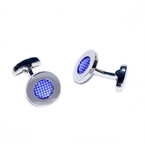 Gemelos para Camisa Rounded Violeta con Topos Blancos