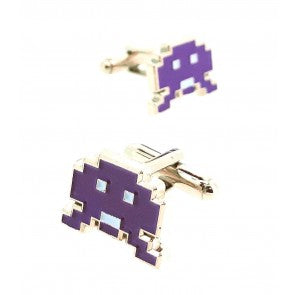 Gemelos para Camisa Space Invaders 8 bits Purple