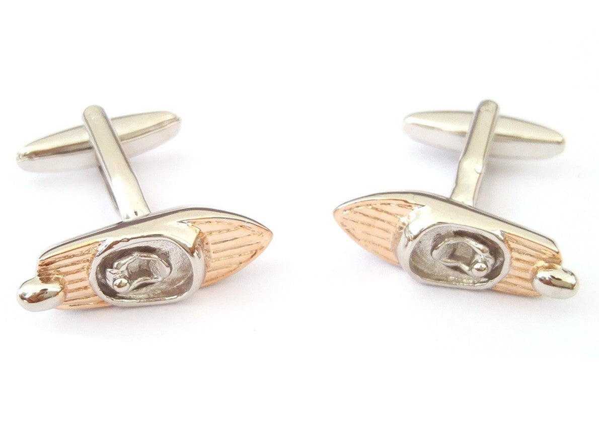 Gemelos para camisa Two Tone Silver & Rose Gold Retro Speedboat