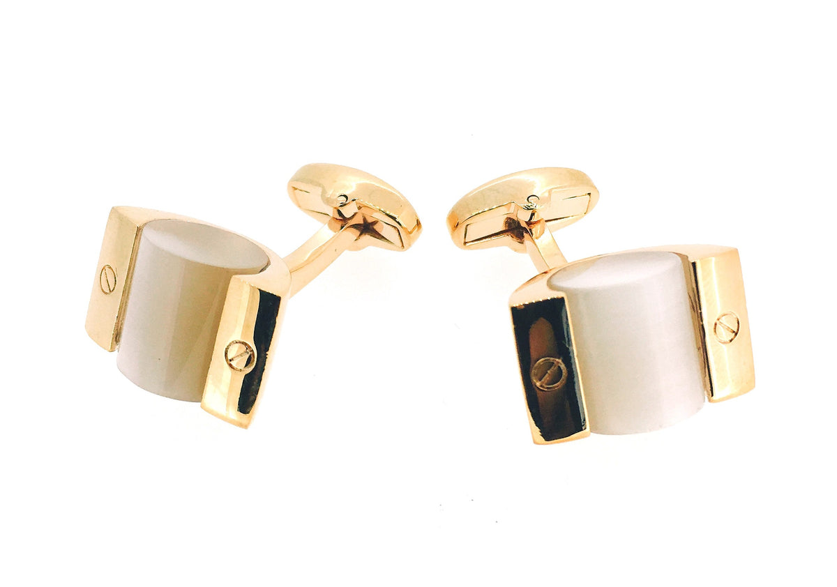 Gemelos para Camisa White Stone Cilinder Engarced