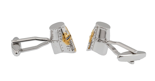 Gemelos para camisa Yelmo Casco Templario Cruz Dorada