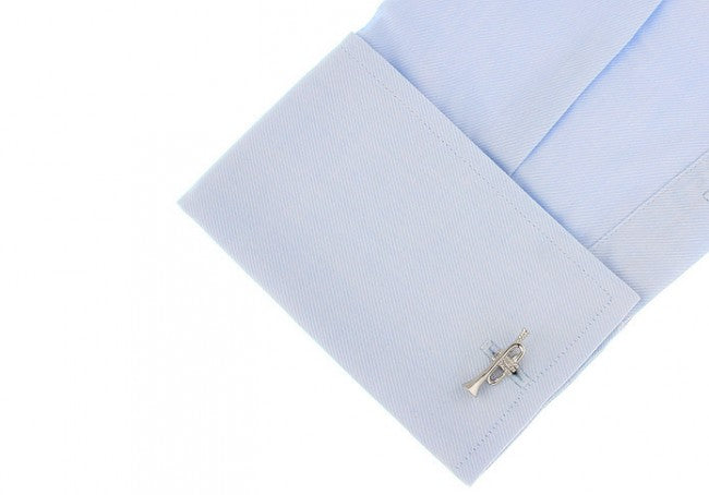 Gemelos para camisa Trompeta Plateada