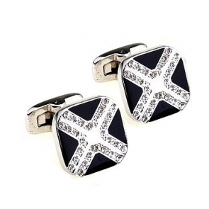 Gemelos White Stones in Black Cross