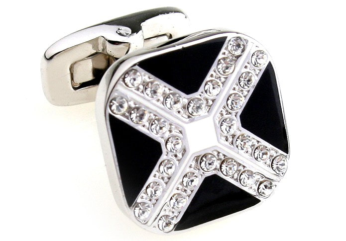 Gemelos White Stones in Black Cross