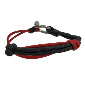 Pulsera P.U y Cabo Negro y Rojo 21cm