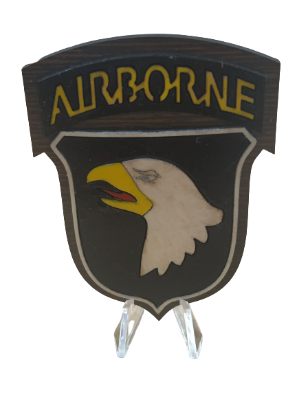 Metopa Madera US 101 Airborne Division HandMade mod 2 7,5x6cm Recreación Histórica-Réplica Militar